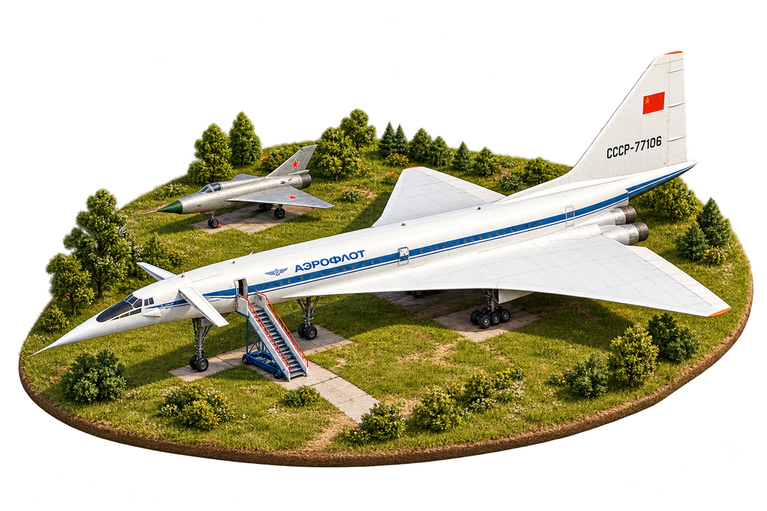 Ту-144 СССР-77106 на музейной площадке